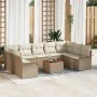 Set de Sofás de Jardín de 10 Piezas con Cojines Beige de Poliratán Acacia by , Outdoor sofas - Ref: Foro24-3347372, Price: 66...