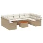 Set de Sofás de Jardín de 10 Piezas con Cojines Beige de Poliratán Acacia by , Outdoor sofas - Ref: Foro24-3347372, Price: 66...