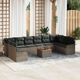 Juego de Sofá de Jardín de 11 Piezas con Cojines en Gris de Poliratán y Acacia von , Outdoor-Sofas - Ref: Foro24-3347377, Pre...