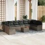 Juego de Sofá de Jardín de 11 Piezas con Cojines en Gris de Poliratán y Acacia by , Outdoor sofas - Ref: Foro24-3347377, Pric...