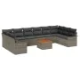 Juego de Sofá de Jardín de 11 Piezas con Cojines en Gris de Poliratán y Acacia by , Outdoor sofas - Ref: Foro24-3347377, Pric...