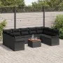 Juego de Sofá de Jardín de 10 Piezas con Cojines Negro Poliratán Acacia | Foro24.es | Tu tienda online para hogar, jardín y más Foro24.es