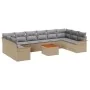 Juego de Sofás de Jardín de 11 Piezas con Cojines Beige de Rattan de Polietileno Acacia | Foro24.es | Tu tienda online para hogar, jardín y más Foro24.es