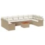 Conjunto de Sofás de Jardín de 11 Piezas con Cojines Beige Ratán Sintético Acacia by , Outdoor sofas - Ref: Foro24-3347379, P...