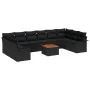 Conjunto de Sofás de Jardín de 11 Piezas con Cojines Negro Poliratán Acacia | Foro24.es | Tu tienda online para hogar, jardín y más Foro24.es