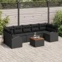 Conjunto de Sofá de Jardín de 8 Piezas con Cojines Negros de Polirratán Acacia by , Outdoor sofas - Ref: Foro24-3347548, Pric...