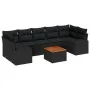 Conjunto de Sofá de Jardín de 8 Piezas con Cojines Negros de Polirratán Acacia by , Outdoor sofas - Ref: Foro24-3347548, Pric...