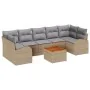 Conjunto de sofá de jardín de 8 piezas con cojines Beige Polirratán Acacia | Foro24.es | Tu tienda online para hogar, jardín y más Foro24.es