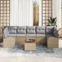 Conjunto de sofá de jardín de 8 piezas con cojines Beige Polirratán Acacia | Foro24.es | Tu tienda online para hogar, jardín y más Foro24.es