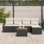 Juego de Sofá de Jardín de 6 Piezas con Cojines Negro Ratán Poli Acacia | Foro24.es | Tu tienda online para hogar, jardín y más Foro24.es