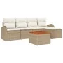 Conjunto de Sofá de Jardín de 6 piezas con Cojines Beige de Poliratán Acacia | Foro24.es | Tu tienda online para hogar, jardín y más Foro24.es