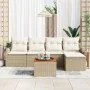Conjunto de Sofá de Jardín de 6 piezas con Cojines Beige de Poliratán Acacia | Foro24.es | Tu tienda online para hogar, jardín y más Foro24.es