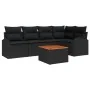 Juego de sofá de 6 piezas con cojines Negro Polirratán Acacia von , Outdoor-Sofas - Ref: Foro24-3347583, Preis: 387,72 €, Rab...