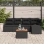 Juego de sofá de 6 piezas con cojines Negro Polirratán Acacia von , Outdoor-Sofas - Ref: Foro24-3347583, Preis: 387,72 €, Rab...