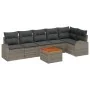 Conjunto de Sofá de Jardín de 7 Piezas con Cojines Gris Poli Ratán Acacia by , Outdoor sofas - Ref: Foro24-3347587, Price: 43...