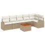 Set de Sofá de Jardín de 7 Piezas con Cojines Beige Ratán Poli Acacia | Foro24.es | Tu tienda online para hogar, jardín y más Foro24.es