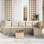Set de Sofá de Jardín de 7 Piezas con Cojines Beige Ratán Poli Acacia | Foro24.es | Tu tienda online para hogar, jardín y más Foro24.es