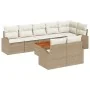 Conjunto de Sofás de Jardín de 9 piezas con Cojines Beige de Polirratán Acacia von , Outdoor-Sofas - Ref: Foro24-3347596, Pre...
