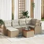Juego de Sofá de Jardín de 7 Piezas con Cojines Beige Poliratán Acacia | Foro24.es | Tu tienda online para hogar, jardín y más Foro24.es