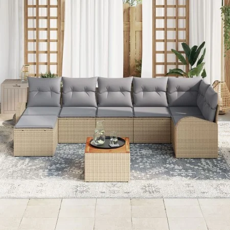 Juego de Sofás de Jardín de 8 Piezas con Cojines Beige Ratán Poliéster | Foro24.es | Tu tienda online para hogar, jardín y más Foro24.es