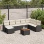 Juego de Sofá de Jardín de 9 Piezas con Cojines Negro Ráton de Polietileno Acacia | Foro24.es | Tu tienda online para hogar, jardín y más Foro24.es