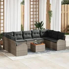 Conjunto de Sofás de Jardín de 10 Piezas con Cojines Gris Poliratán Acacia von , Outdoor-Sofas - Ref: Foro24-3347622, Preis: ...