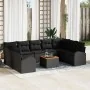 Juego de Sofá de Jardín de 10 Piezas con Cojines Negro Polirratán Acacia von , Outdoor-Sofas - Ref: Foro24-3347625, Preis: 61...
