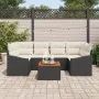 Conjunto de Sofás de 7 Piezas con Cojines Negros de Ratan Poliéster y Acacia | Foro24.es | Tu tienda online para hogar, jardín y más Foro24.es
