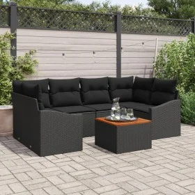 Conjunto de 7 Piezas de Sofá de Jardín con Cojines Negro Poliratán by , Outdoor sofas - Ref: Foro24-3347786, Price: 451,44 €,...