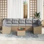 Conjunto de Sofás de Jardín de 8 Piezas con Cojines Beige Ratán Poliéster Acacia von , Outdoor-Sofas - Ref: Foro24-3347798, P...