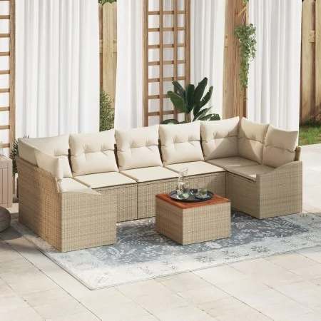 Conjunto de Sofá de Jardín de 8 Piezas con Cojines Beige de Ratán Poliéster | Foro24.es | Tu tienda online para hogar, jardín y más Foro24.es