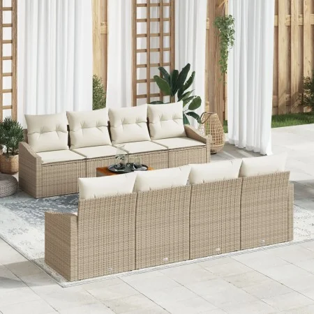 Conjunto de Sofás de Jardín de 9 piezas con Cojines Beige Poliratán Acacia | Foro24.es | Tu tienda online para hogar, jardín y más Foro24.es