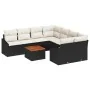 Conjunto de Sofá de Jardín de 9 Piezas con Cojines Negro Poliratán Acacia | Foro24.es | Tu tienda online para hogar, jardín y más Foro24.es