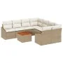 Juego de Sofá de Jardín de 9 Piezas con Cojines Beige Poliratán Acacia | Foro24.es | Tu tienda online para hogar, jardín y más Foro24.es