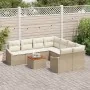 Juego de Sofá de Jardín de 9 Piezas con Cojines Beige Poliratán Acacia | Foro24.es | Tu tienda online para hogar, jardín y más Foro24.es