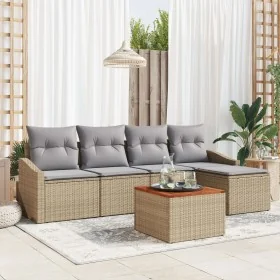 Conjunto de Sofá de Jardín de 6 Piezas con Cojines Beige Ratán Sintético by , Outdoor sofas - Ref: Foro24-3347819, Price: 350...