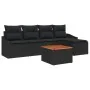 Conjunto de Sofás de Jardín de 6 Piezas con Cojines Negro Ratán Poli Acacia by , Outdoor sofas - Ref: Foro24-3347821, Price: ...