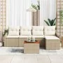 Conjunto de Sofás de Jardín de 6 Piezas con Cojines Beige de Poliratán Acacia | Foro24.es | Tu tienda online para hogar, jardín y más Foro24.es