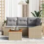 Conjunto de sofá de jardín de 5 piezas con cojines beige de ratán sintético de acacia by , Outdoor sofas - Ref: Foro24-334782...