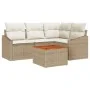 Conjunto de Sofá de Jardín de 5 Piezas con Cojines Beige Ratán Poliratán Acacia | Foro24.es | Tu tienda online para hogar, jardín y más Foro24.es