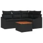 Set de Sofá de 5 Piezas con Cojines Negro Poliratán Acacia by , Outdoor sofas - Ref: Foro24-3347828, Price: 336,56 €, Discoun...