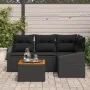 Set de Sofá de 5 Piezas con Cojines Negro Poliratán Acacia by , Outdoor sofas - Ref: Foro24-3347828, Price: 336,56 €, Discoun...