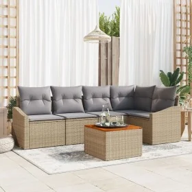 Juego de Sofá de Jardín de 6 Piezas con Cojines Beige Ratán Polietileno by , Outdoor sofas - Ref: Foro24-3347833, Price: 383,...