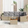 Juego de Sofá de Jardín de 6 Piezas con Cojines Beige Ratán Polietileno by , Outdoor sofas - Ref: Foro24-3347833, Price: 383,...