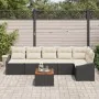 Juego de sofá de jardín de 7 piezas con cojines Negro Poliratán Acacia | Foro24.es | Tu tienda online para hogar, jardín y más Foro24.es