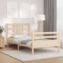 Bed frame with solid wood headboard 90x200 cm by vidaXL, Beds and slatted bases - Ref: Foro24-3193906, Price: 88,96 €, Discou...