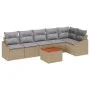 Conjunto de Sofá de Jardín de 7 Piezas con Cojines Beige Poliratán Acacia by , Outdoor sofas - Ref: Foro24-3347840, Price: 44...
