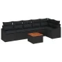Conjunto de Sofá de Jardín de 7 Piezas con Cojines Negro Poliratán Acacia by , Outdoor sofas - Ref: Foro24-3347842, Price: 44...