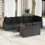 Juego de sofá de jardín de 9 piezas con cojines negros de poliratán y acacia | Foro24.es | Tu tienda online para hogar, jardín y más Foro24.es
