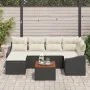 Juego de Sofá de Jardín de 7 Piezas con Cojines Negro Poliratán Acacia | Foro24.es | Tu tienda online para hogar, jardín y más Foro24.es